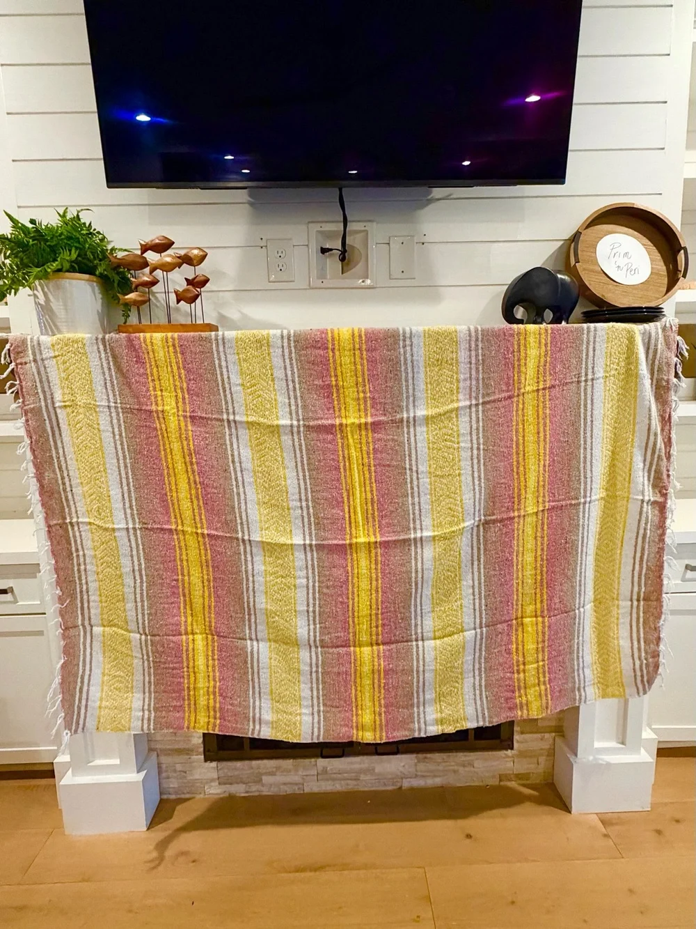 Mexican Falsa Blanket – Woven Striped Serape Throw with Fringe